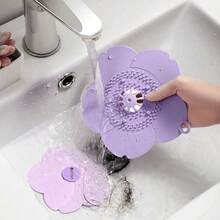 1pc Cherry Blossom Drainage Odor-Proof Silicone Toilet Seal Cover, Insect-Proof Drain Pipe Deodorant Tool, Soft And Fitting, Not Easy To Move, Suitable For Kitchen, Bathroom And Sink, Christmas Gift Decoration Home Bathroom Decor Fall Decor Back To School - 多色的 - 查看 4