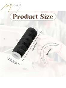 6pcs Hair Extension Sewing Kit - 3 Rolls Sewing Thread, 3 Curved Needles For DIY Hair Extension Wefts, Hair Styling Tools Set - Multicolor - View 2