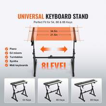 Piano Keyboard Stand, Z Style, Heavy-Duty Digital Piano Music Stand, 250 Lbs Capacity With Adjustable Width & Height Wheels Anti-Slip Pads Headphone Hook, Fits For 54-88 Key Electric Pianos - màu đen - Xem 2