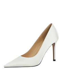 European & American Style High Heel Satin Pointed Toe Women's Pumps, Super High Heel Party Shoes - Chantilly - View 11