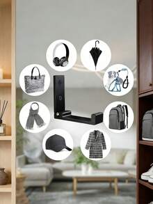 节省空间的重型可折叠衣钩 - 采用防锈铝合金制成，壁挂式，适合悬挂外套、毛巾、帽子和其他物品 - 黑色 - 查看 8