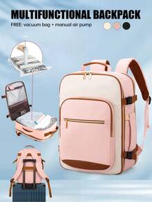 Vacuum Compression Travel Backpack With Manual Pump & Compression Bags - Airplane-Carryable Volume-Reducing Packing System, Lightweight For Hiking, Vacating, Business Trips - Unisex Luggage With Zipper Closure & Nylon - Rectangle - View 10