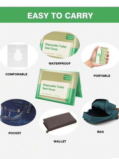 50pcs Disposable Toilet Seat Covers, Soft Portable Toilet Paper Pads, Buttocks-Friendly, With Hand Wash Only For Travel