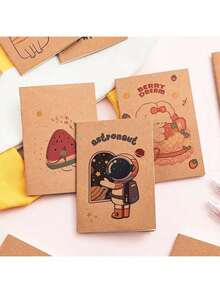 10pcs/30pcs/50pcs Mini Cartoon Notebook, Portable Kraft Paper Diary, Ideal School Reward Gift, Suitable Student Small Prize Notebook, Back To School Supplies, Thanksgiving, Student Stationery, Halloween, Christmas, New Year Gift - Multicolor - View 4