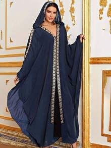 Kaftan de patchwork brillante sin lentejuelas - Azul - Ver 2