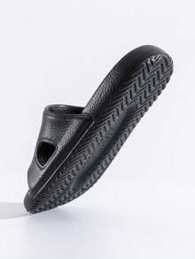 Men's Lightweight EVA Soft Sole Flip Flops, Non-Slip Breathable Casual Beach Slippers, Summer - Black - View 4