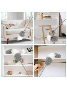 1 Set Extendable Stainless Steel Rod Microfiber Duster (83-245cm), Reusable And Washable, Suitable For Cleaning Ceiling Fans, High Ceilings, Blinds, Furniture And Cars - Scalable - View 10
