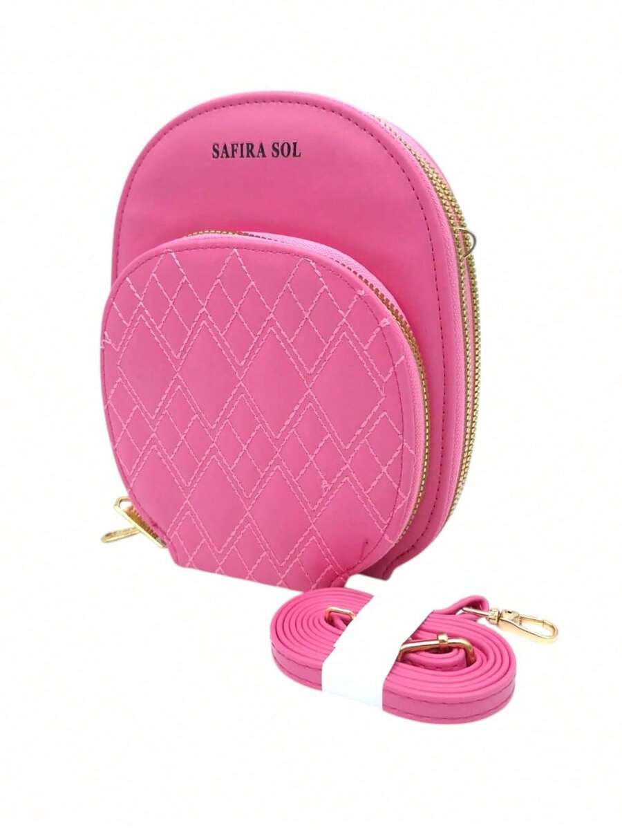 Bolsa Crossbody para mujer, Bolso pequeño multifuncional diversos compartimientos, Bolso de hombro, Bolso Cruzado de Mujer - Rosa Fucsia - Ver 1