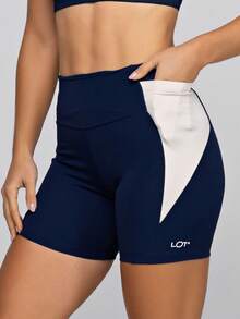 LOT FITNESS Women's Fitness Set: Gym Top With High Support And Shorts With Pockets - Frame - 藏蓝色 - 查看 7