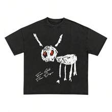Super Value Hot  T-Shirt Full Sizes S-5XL Drake For All The Dogs Garment Dyed Heavyweight T-Shirt Suitable As A Gift For Fans HR001 - 黑色 - 查看 1