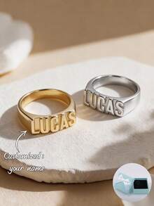 Anillo personalizado con estilo de rapero con nombre, regalo para el Día del Padre, Día de la Madre, San Valentín, cumpleaños, aniversario, amigos, graduación, Navidad, regalo familiar de alta gama - Estilo 4 - Ver 2