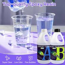 34盎司环氧树脂套装，自流平，高光泽，不泛黄，无气泡，适用于手工艺品、桌面浇铸和DIY项目，混合比例1:1 - 彩色 - 查看 5