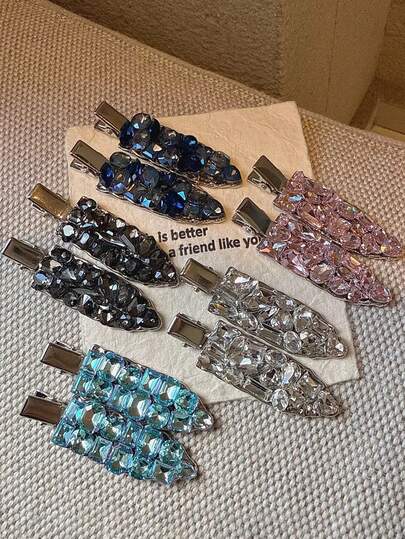 Clip de flequillo invisible con rhinestones de circonita, pasador de pelo de estilo coreano de moda para backstage