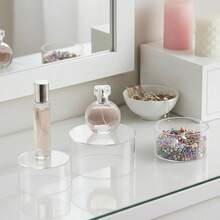 Giá trưng bày acrylic 3 kích cỡ, đế tròn trong suốt xếp lồng vào nhau, thiết kế đáy rỗng, thích hợp để trưng bày trang sức, bánh ngọt và đồ dùng tiệc tùng. - trong suốt - Xem 3