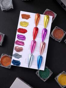 36 Pcs/Set Magic Mirror Powder Metal  Mirror Rubbing On Nail Glitter Pigment Luxury Parts Manicure Art Decorations Accessories - 彩色 - 查看 7