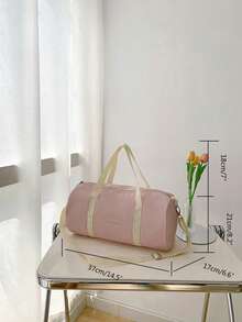 Bolso de mano minimalista y de moda, hecho de nailon con correa de hombro ajustable, adecuado para el uso diario, compras, viajes, cruzado, gimnasio/deportes, estudiantes de vuelta a la escuela, bolsa de equipaje simple para la escuela y accesorios escolares - Rosa - Ver 2