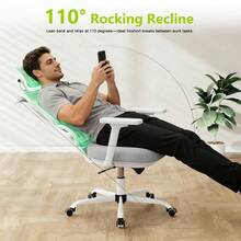 Ergonomic Office Chair Mesh Desk Chair With Lumbar Support And Headrest, High Back Computer Chair With Armrest And Tilt Lock, Home Office Desk Chairs For Men Women - 灰色 - 查看 6