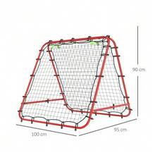 Wall-Mounted Football Rebound Net, Double-Sided, Adjustable To 5 Levels, Made Of Red Steel, 100 X 95 X 90 Cm - Red - View 3