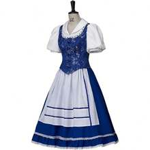 Princess Belle Cosplay Costume Belle Village Dress Women's Blue Maid Dress - 貝兒 1 - 查看 2
