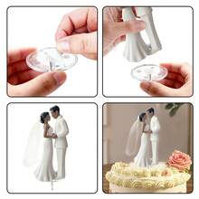 Tượng trang trí bánh cưới cô dâu chú rể thanh lịch bằng nhựa, có khăn voan trắng | Thích hợp cho tiệc đính hôn, tiệc mừng cô dâu và lễ kỷ niệm ngày cưới. - bộ đồ trắng - Xem 4