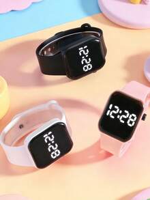 1个儿童及学生专用LED数字手表，时尚电子表，具备时间、日期、秒表功能，适合作为返校、圣诞节、生日礼物或日常佩戴。 - 彩色 - 查看 4