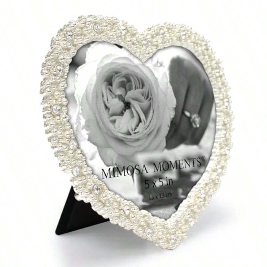 Marco de fotos con forma de corazón con diamantes de imitación plata 5 x 5-B030 - Pago - Ver 1