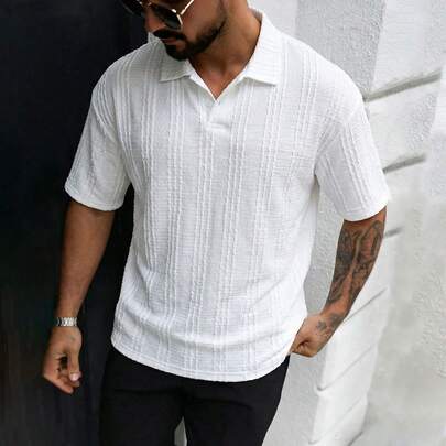 Pánské jednobarevné ležérní všestranné denní dojíždění venkovní polo tričko s krátkým rukávem