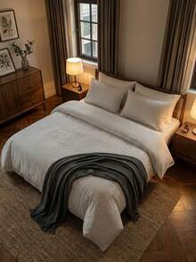 2/3 件套土耳其棉质梭织羽绒被套装 | 羽绒被套和枕套，现代卧室床上用品，135*200 厘米，150*200 厘米，200*200 厘米，200*220 厘米，220*240 厘米 - 白色 - 查看 2