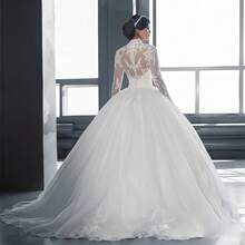 Elegant Sexy Long Sleeves Lace Appliqué A Line Tulle Formal Wedding Dress,Registry Office Dresses Bridal Gown,Evening Party Dress Birthday Party Dress Country Wedding,Romantic Church Ceremony Wedding Dress,Suitable For Wedding,Dating,Party,Singles' Party,Vacation,Formal Occasions,Dinner Dress,Prom Dress,Homecoming Dess,Cocktail Party,Wedding Guest Dress,Graduation - 白色 - 查看 4