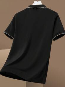 2 件/套男士夏季撞色领 Polo 衫，透气舒适短袖休闲商务常规版型 Polo 衫 - 彩色 - 查看 7
