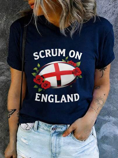 St Patrick's Day Women, Scrum On England Rugby Graphic Tee, Casual Tops For Women, Festival Outfits, Going Out Styles