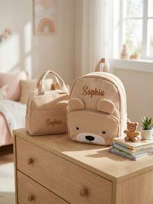 Bộ ba lô trẻ em cá nhân hóa cho năm học 2026 | Ba lô hình gấu dễ thương + Túi đựng hộp cơm | Thêu tên theo yêu cầu | Quà tặng mẫu giáo cho bé trai và bé gái (3-5 tuổi) - Nhiều màu - Xem 4