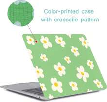 KSK KAISHEK Case For MacBook Pro 13 Inch With Touch Bar 2016 2017 2018 2019 2021, A2338 M1 A2289 A2251 A2159 A1989 A1708 A1706, Plastic Crocodile Pattern Case &Amp; Keyboard Cover, Green &Amp; Flower - ColorA - 查看 4