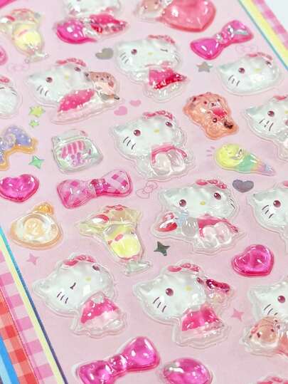 3D Cat Stickers, 3D Crystal Stickers, 3D Embossed Stickers, Cartoon Phone Case DIY Decorative Stickers, Notebook Decorative Stickers, Gift Decorative Stickers, Phone Case Decorative Stickers, Children Stickers, Cute Multi-Purpose Stickers (Different Color Variants May Be Randomly Sent)