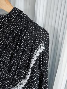 Ditsy Floral Print Lace Trim Hooded Abaya - Multicolor - View 5