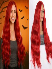 26英寸黑色卷发假发，带刘海，女士款 - 柔软耐热合成纤维 - 适合日常佩戴、派对、万圣节和角色扮演 - 彩色 - 查看 15