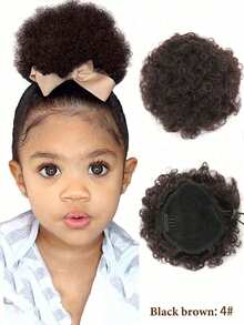 Women's Kids Afro Puff Drawstring Ponytail - Soft Synthetic Elastic Hair Rope For Versatile Bun Styles, Ponytail Hairpiece - Multicolor - View 12