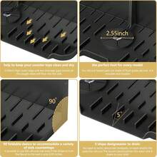 Sink Splash Guard Behind Faucet, Silicone Sink Faucet Drying Mat & Dish Soap Sponge Holder, Silicone Kitchen Sink Auto Drain Organizer (Black,Grey) - Multicolor - View 8