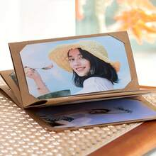 1pc 6inch Photo Postcard Storage Book, Organ-Style Folding Photo Album, Card Folding-Style Picture Album Card, Khaki - 卡其色 1 - 查看 9