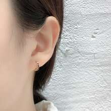 HuooNew 1 Pasang Anting Tusuk Bulat Kecil Ukuran Kecil dari Perak Sterling 925 dengan Batu Zirkonia Kubik, Hadiah Unisex - Yellow Gold - View 3