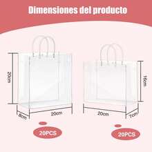 40PCS Bolsas de Regalo de PVC Transparente con Asas, 20x16x7/20x20x8, Bolsas de Regalo de Plástico Transparente Reutilizable con Botón, para, Compras - 20 - Ver 3