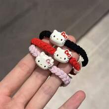 Sanrio 2 pezzi di accessori per capelli di alta qualità Hello Kitty tricolore, accessori per capelli semplici in gomma per la ragazza, fascia elastica per coda di cavallo, adatta come regalo di compleanno, accessori da viaggio, matrimoni, San Valentino, inizio scuola, feste di vacanza - Fumetto - Visualizzare 10