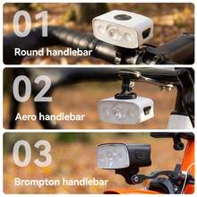 ROCKBROS 1个广角自行车前灯，高亮度1200流明，可正反安装，三档亮度调节，适用于各种夜间骑行场景，清晰柔和的照明，助力平稳骑行。 - 彩色 - 查看 7