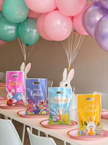 50/30/10pcs Easter Gift Packaging Bags, Cute Rabbit Print Pattern Handled Bags, Party Favor Bags, Gift Wrapping Supplies, Candy Cookies Packaging Bags, Party Giveaway Bags, Suitable For Holiday Parties, Spring Themed Events, Birthday Parties, Easter Egg Hunt - Multicolor - View 10