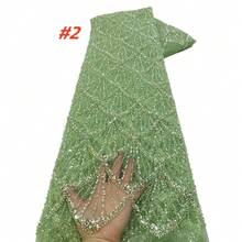Vải ren thêu Nigeria chất lượng cao của Pháp, vải ren thêu sequin kiểu châu Phi dành cho chú rể, chất liệu may váy cưới. - A - Xem 7