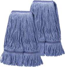 2 Pack Heavy Mop Replace Head,Mop Head Replacement,Commercial Mop Heads,Reusable Mop Head Refills-Replacement Mop Heads SuitableWet Industrial Blue Cotton Looped End String Head Refill (Blue) - Màu A - Xem 1