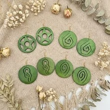 4 Pairs Bohemian Style Spiral Wooden Pendant Earrings | Geometric Oval Pendant, Lightweight, Suitable For Party And Daily Wear, Perfect Holiday Gift - Multicolor - View 2