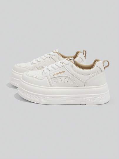 RENBEN 2026 Spring New Thick Sole White Sneakers For Women, Student Versatile Platform Shoes, Not Tiring For Petite