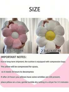 1 Peça Almofada Decorativa com Flor de Margarida, Almofada Decorativa Fofa para Casa, Decoração de Sofá para Primavera/Verão, Presente de Decoração de Feriado, Almofada Macia de Pelúcia, Almofada de Sofá para Casa, Almofada Decorativa para Casa, Presente de Feriado, Páscoa, Festa Diária, Casamento, Primavera - Branco - Visão 4