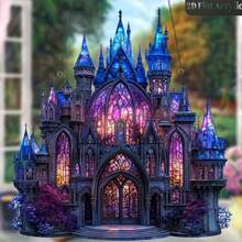 1 pieza Atrapasol de acrílico 2D - Castillo Misterioso, una decoración colgante mística que puede agregar un toque caprichoso a tu sala de estar, dormitorio, pasillo o cualquier espacio, una opción soñada para entusiastas de la imaginación. - E - Ver 1